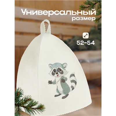 Шапка для бани с детской термопечатью "Енот"