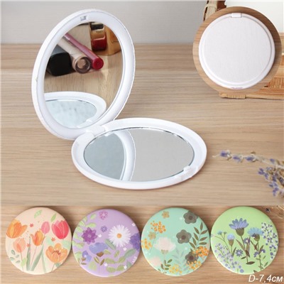 Зеркало карманное 7 см Цветы / MX-357 /уп 60/720/OPP