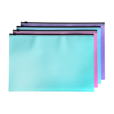 Набор папок-конвертов на ZIP-молнии A4, 150 мкм, Calligrata Pastel, полупрозрачные, 4 штуки, МИКС