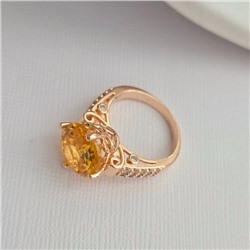 Кольцо 17 р ювелирная бижутерия коллекция "Дубай", покрытие позолота, вставка: фианиты и цирконы, цвет: желтый и прозрачный, арт.414.131-17