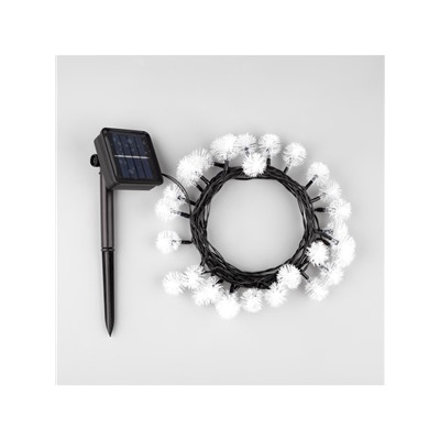 Гирлянда «Нить», 4.5 м, уличная, с насадками «Ёжики», IP44, 30 LED, 2 режима, солнечная батарея, тёмная нить, свечение жёлтое/аквамарин