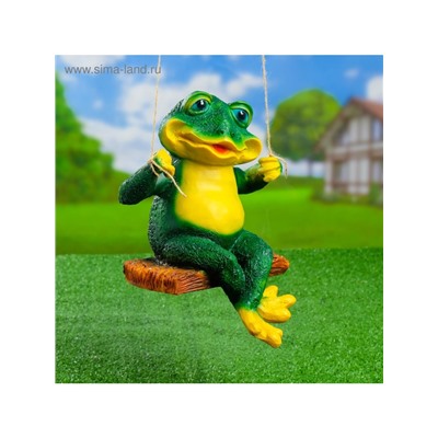 Садовая фигура из полистоуна «Лягушка на качелях», подвесная, 24×23×27 см