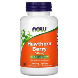 Now Foods, ягоды боярышника, 540 мг, 100 вегетарианских капсул