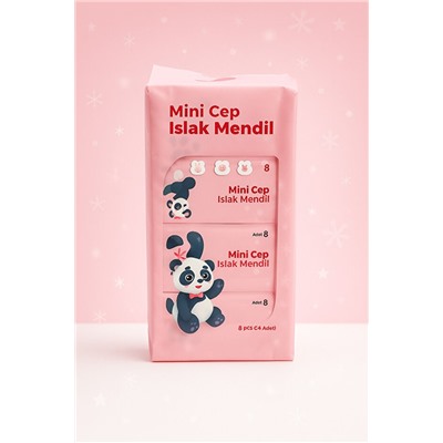 Влажные мини-салфетки для мам и малышей, панда розовые 64 шт