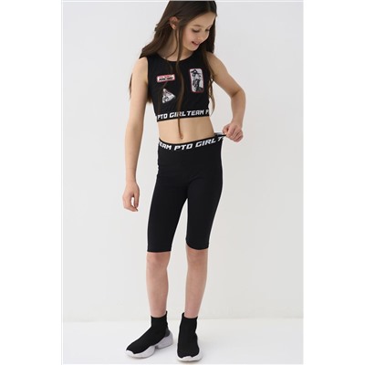 Комплект трикотажный для девочек: брюки (легинсы укороченные), топ, фуфайка (футболка) PLAYTODAY, 1243849