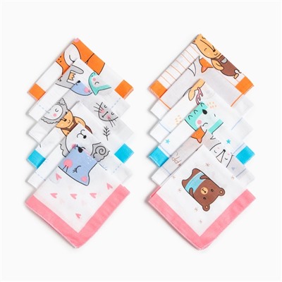 Платки носовые детские «Крошка Я. Зверята», 21×21 см-12 шт., МИКС, хлопок 100%