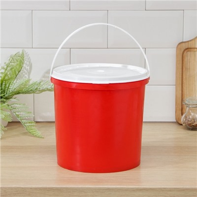 Ведро «ПластоС», с герметичной крышкой, d=20.5 см, h=21.5 см, цвет белый, 5 л.