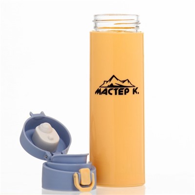 Бутылка для воды «Мастер К», 380 мл, 21.8×6.6 см, стеклянная, оранжевая