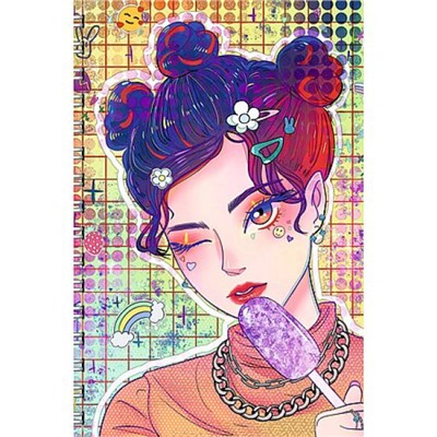 Тетрадь А4  80л клетка на спирали "Яркий стиль (Эксклюзив)" + лист с наклейками ТС2Л4805215 Listoff