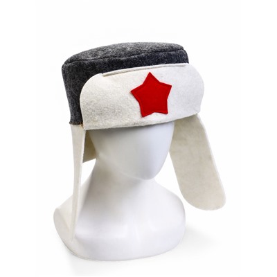 Шапка для бани и сауны, комбинированная «Ушанка», шерсть, полиэстер «Добропаровъ»