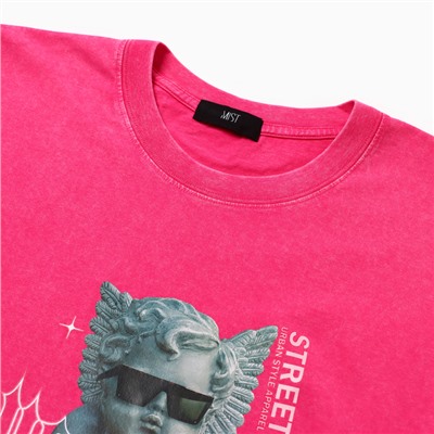 Футболка женская из вареного хлопка MIST Streetwear, розовая, размер 46-48