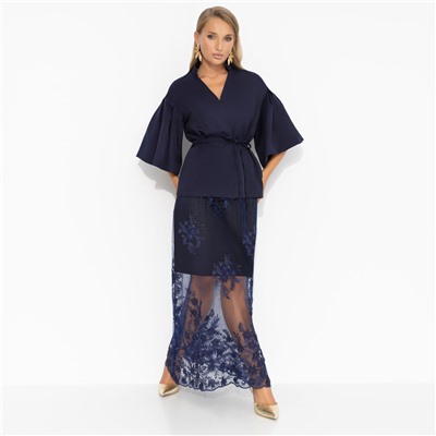 Костюм с юбкой нарядный, Очарование момента (фантазия, 2 в 1, с поясом)