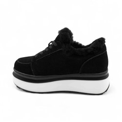 Ботинки из натуральной кожи на меху MD0123-3 черные