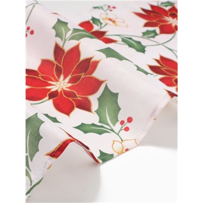 Дорожка на стол «Доляна. Новогодние цветы», белая, 35×180 см