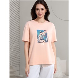 Свободная футболка с принтом из премиального хлопка с эластаном