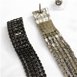 Серьги длинные висячие со стразами "Вечерние", цвет: черный, арт.012.057