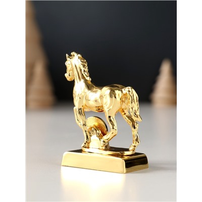 Фигурка металл «Лошадь» с монеткой и пожеланием «Здоровья», 5.5×2.5×6 см