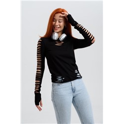 7476 Лонгслив женский (Черный)