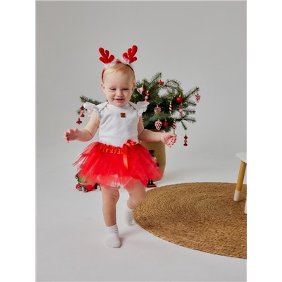 Набор для фотосессии «Крошка Я. Рождественский олененок»: юбка и ободок, красный, рост 68-92 см