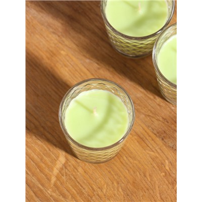 Ароматическая свеча в стакане, набор 3 шт., по 50 мл, 10 ч, 32 г, лайм-мята