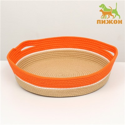 Экологичный лежак для животных (хлобчатобумажный),40×40×11 см, вес до 15 кг, оранжевый