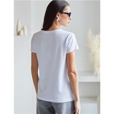 Нарядная футболка с принтом из премиального хлопка с эластаном