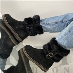 Унты женские короткие норка с замком, войлочная подошва