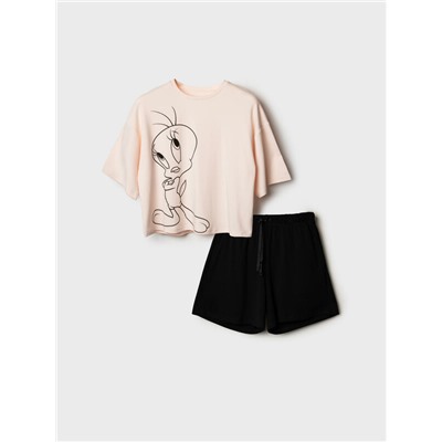 Комплект трикотажный для женщин: фуфайка (футболка), шорты