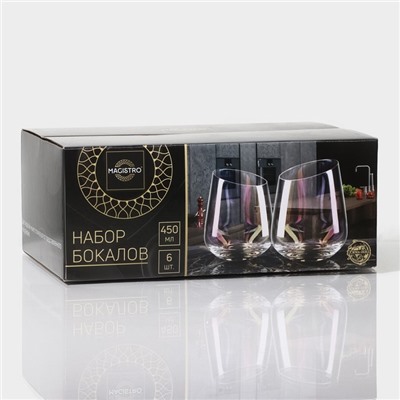 Стаканы Magistro «Иллюзия», 450 мл, 9.3×11.5 см, набор 6 шт., стекло, перламутровые