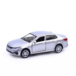 Машина металл KIA Optima длина 12 см, двери, багаж, инерц, серебристый, в коробке