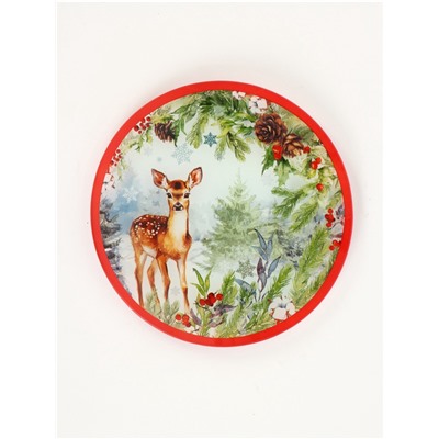 Тарелка новогодняя плоская «Лесная сказка», d=20 см