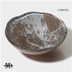 Салатник Magistro «Мрамор», d=12.5 см, стекло, коричневый