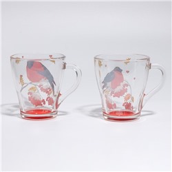 Кружки стеклянные новогодние «Снегири!», набор 2 шт.