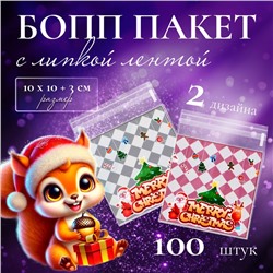 Пакет подарочный новогодний БОПП с липкой лентой, «Праздничное настроение», 10×11+3 см