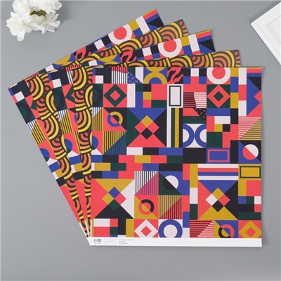 Бумага для скрапбукинга двусторонняя Color geometry, плотность 180 г, набор 5 шт., 30.5×32 см