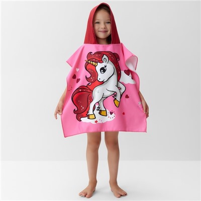 Полотенце - пончо детское LoveLife «Пони», 60×120 см, розовое