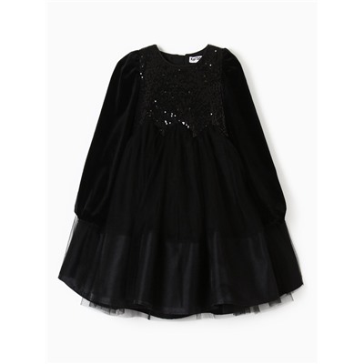 Платье нарядное для девочки KAFTAN, с пайетками, рост 110-116, чёрное