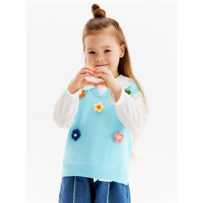 Жилет для девочки KAFTAN «Ромашки», размер 32 (110-116 см), голубой