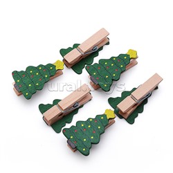 Набор новогодних украшений "Ёлочки-прищепки" (6шт х 4см)