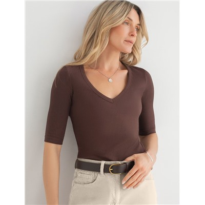 Джемпер из трикотажа в широкий рубчик