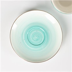 Чайная пара Доляна «Млечный путь», 2 предмета: чашка 220 мл, блюдце d=13.5 см, фарфор, бирюзовая