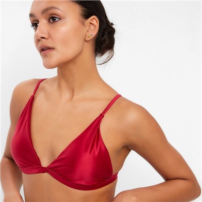 Купальник раздельный однотонный с завязками женский MINAKU, размер 48, красный