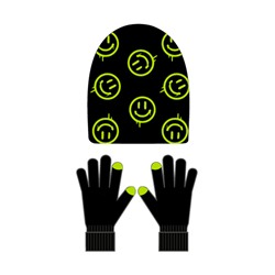 Комплект трикотажный для девочек: шапка, перчатки