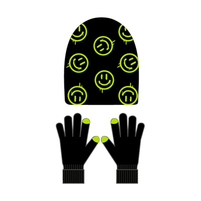 Комплект трикотажный для девочек: шапка, перчатки