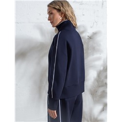 Джемпер с воротом на молнии и лампасами из футера двухнитки с эластаном