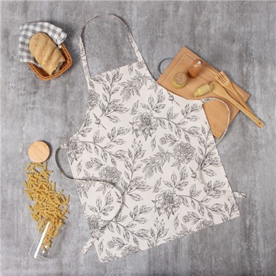 Фартук «Этель» Black flowers, 60×70 см, 100% хлопок, саржа 190 г/м²