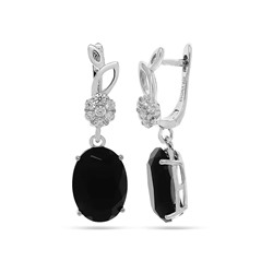 Серьги из серебра оникс, МЦВ057