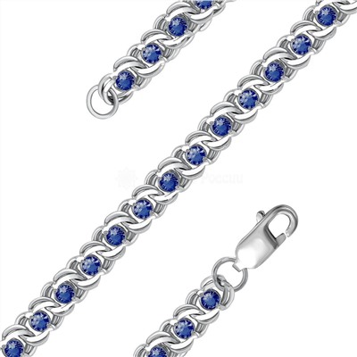 Цепь из серебра с фианитами родированная 925 пробы Арц-006р208