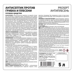 Антисептик универсальный против грибка и плесени, Prosept Антиплесень, готовый раствор, 5 л