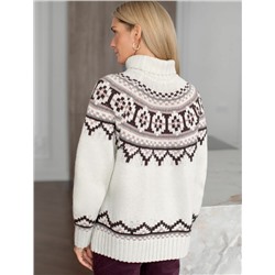 Свитер фактурной вязки из хлопка с акрилом